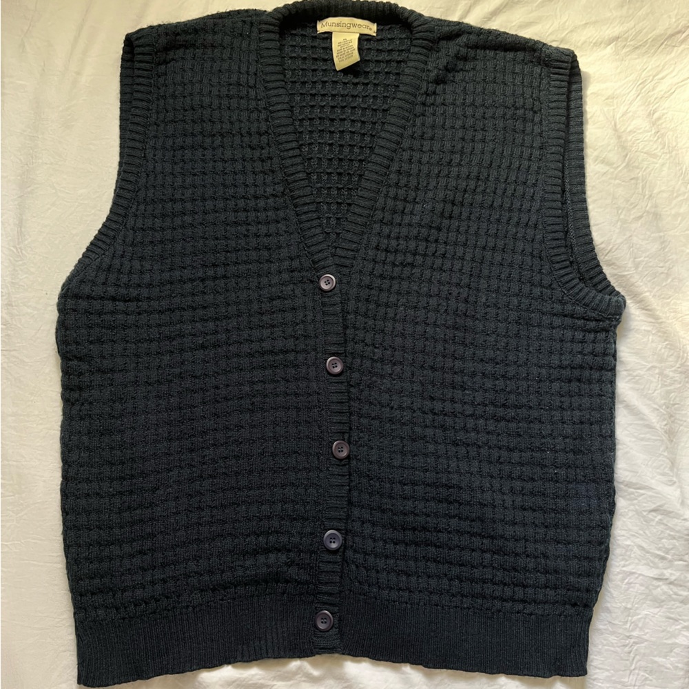 Oversized navy blue sweater vest